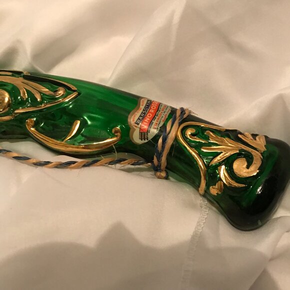 Vintage Pistol shaped wine bottle 1950's Made in Italy Barsottini Green Glass - Picture 12 of 13